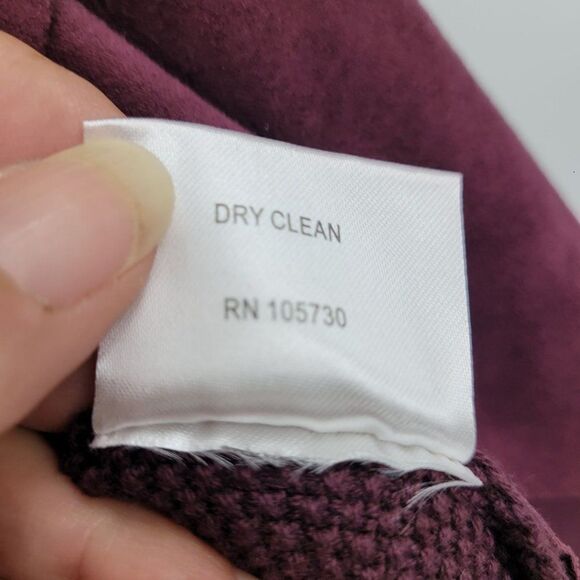 Cardigan M Purple Waterfall Open Front Waffle Knit Faux Vegan Suede Front Boho - Picture 8 of 10